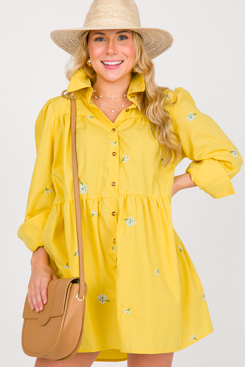 Daisy Shirt Dress, Yellow