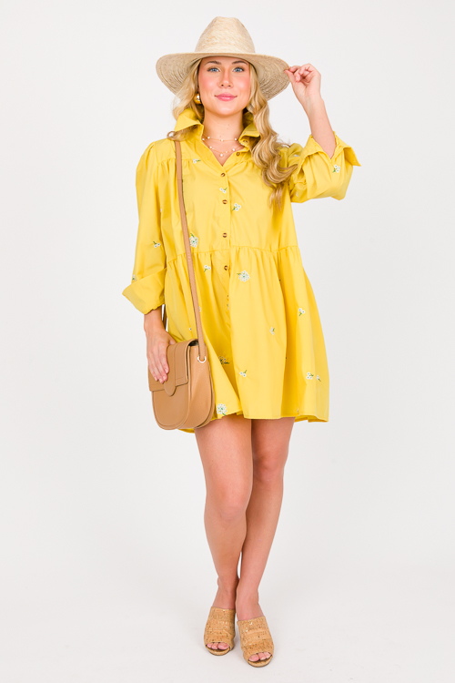 Daisy Shirt Dress, Yellow