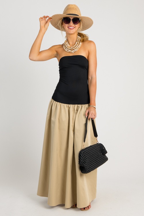 Strapless Colorblock Maxi, Black