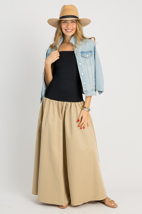 Strapless Colorblock Maxi, Black