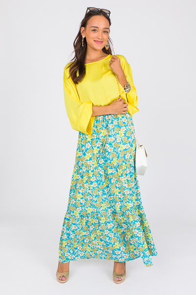 Flowers Maxi Skirt, Blue Combo