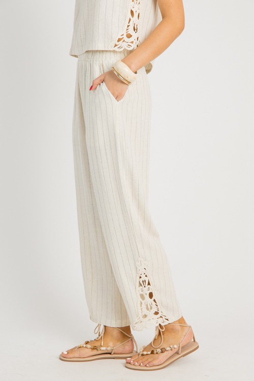 Pinstripe Crochet Detail Set, Natural