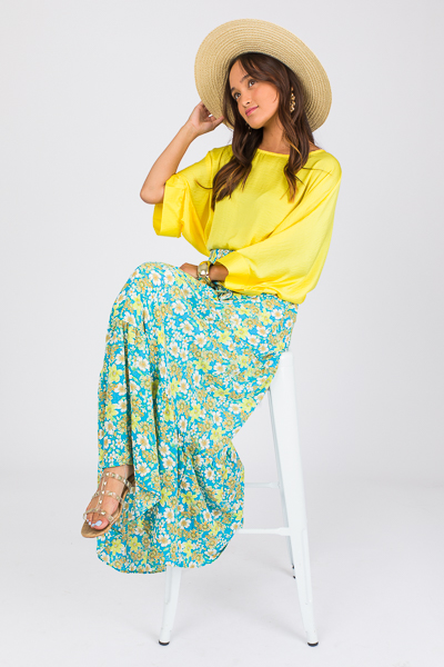 Flowers Maxi Skirt, Blue Combo