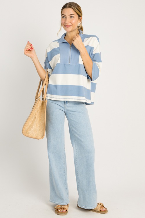 Half Zip Stripe Top, Blue - 0702-44.jpg