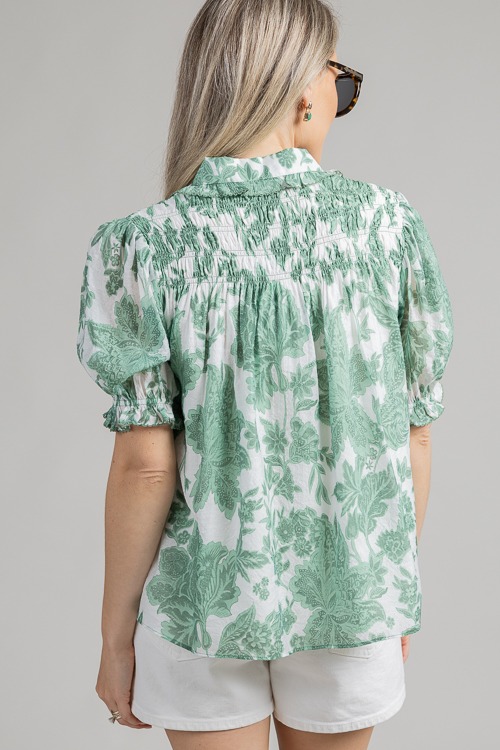 Scallop Trim Top, Green Floral - 0702-51.jpg