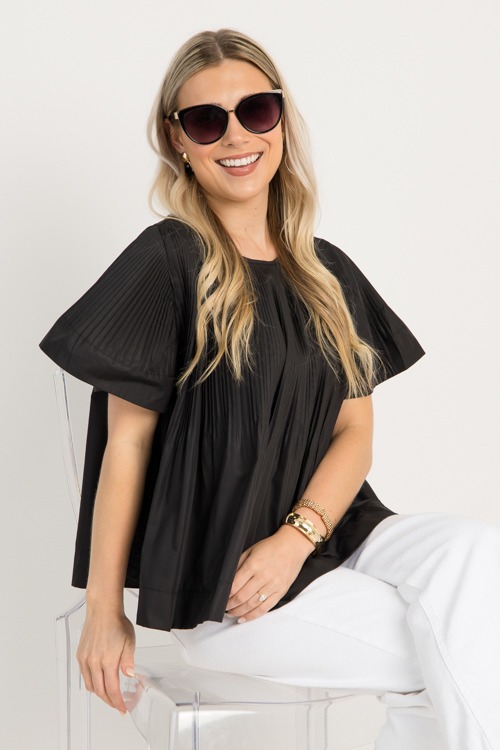 Perfectly Pleated Top, Black