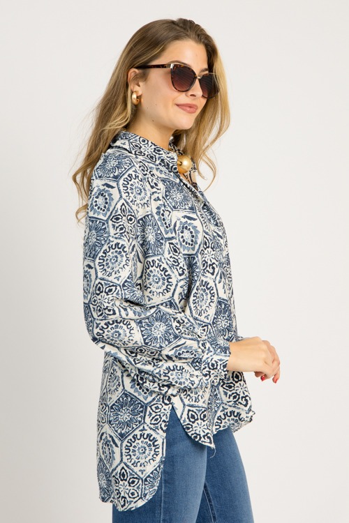 Hexagonal Floral Shirt, Navy - 0702-87.jpg