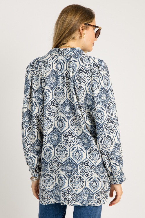 Hexagonal Floral Shirt, Navy - 0702-89.jpg