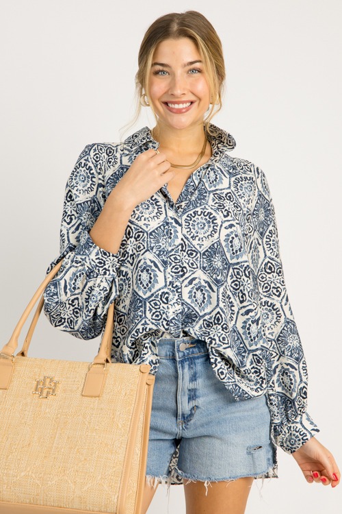 Hexagonal Floral Shirt, Navy - 0702-91.jpg