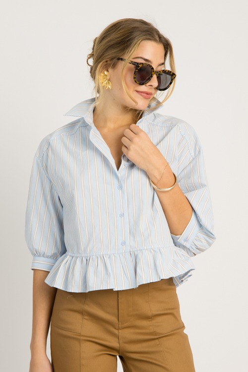 Fine Line Ruffle Shirt, Lt. Blue (NEWEST ARRIVAL)