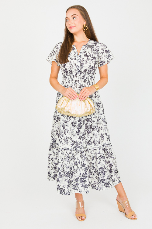 Floral Toile Midi, Black/White