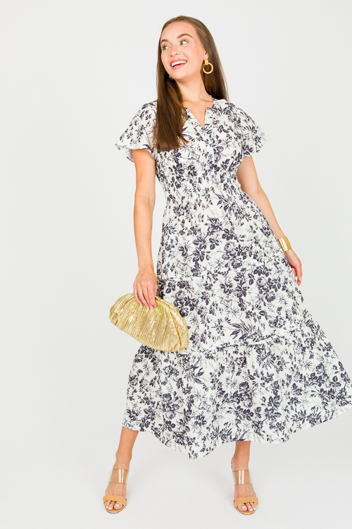 Floral Toile Midi, Black/White