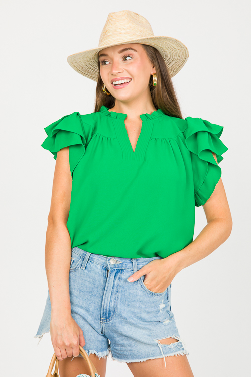 Wynona Ruffle Top, Green