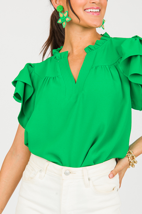 Wynona Ruffle Top, Green