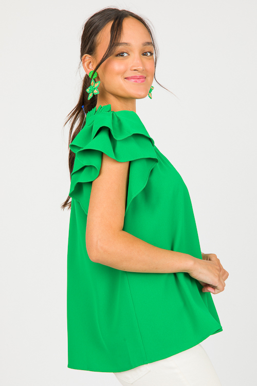 Wynona Ruffle Top, Green