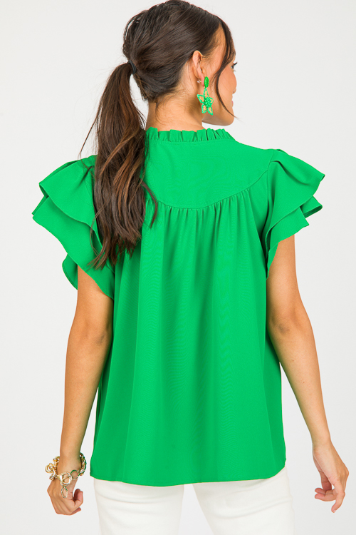 Wynona Ruffle Top, Green