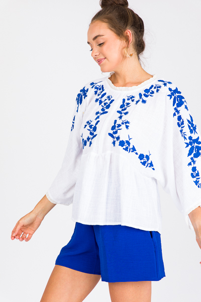 Lovely Day Embroidery Top, Whit