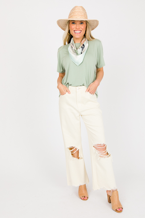 Busted Knee Cream Jeans