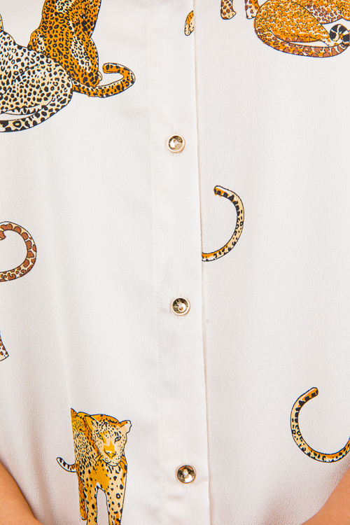 Leopard Shirt Dress Midi, Champagne