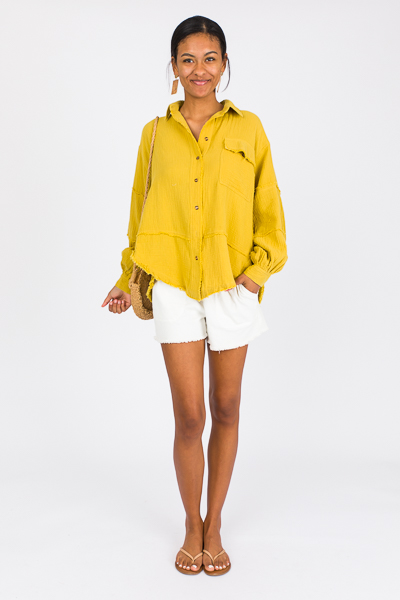 Fray Gauze Shirt, Golden Kiwi