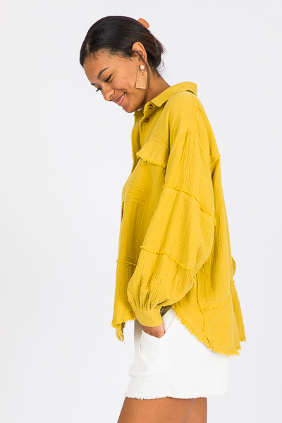 Fray Gauze Shirt, Golden Kiwi