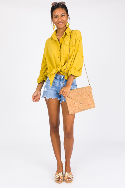 Fray Gauze Shirt, Golden Kiwi