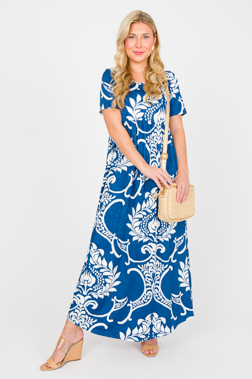 Smooth Textured Blue Maxi