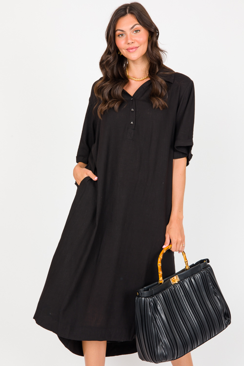Oversize Linen Midi, Black