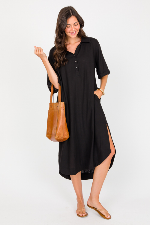Oversize Linen Midi, Black