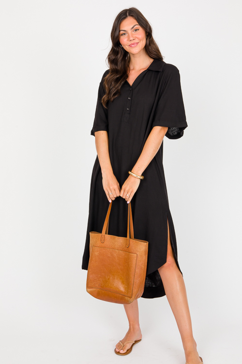 Oversize Linen Midi, Black
