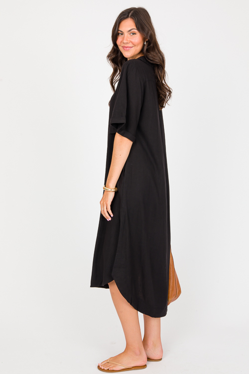 Oversize Linen Midi, Black