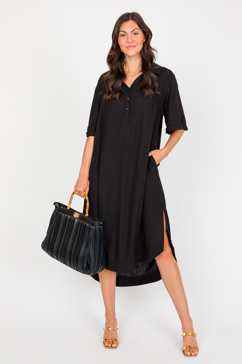 Oversize Linen Midi, Black