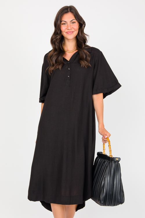 Oversize Linen Midi, Black