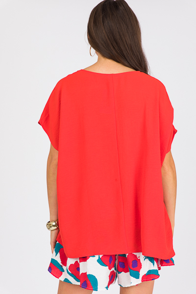 Zoe Oversize Blouse, Hot Coral