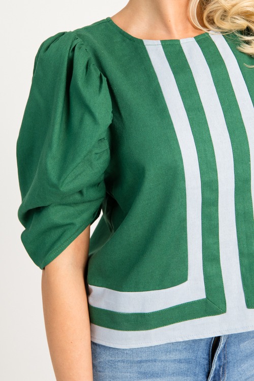 Chic Contrast Stripe Top, H Gre - 0707-75h.jpg