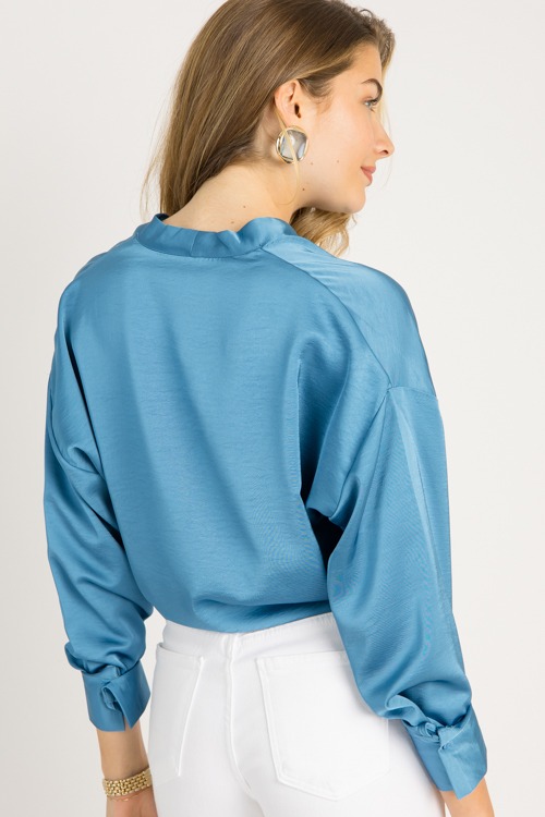 Tie Front Satin Blouse, Blue - 0708-32.jpg