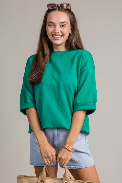 Cuff Sleeve Sweater Top, Green - 0709-111.jpg