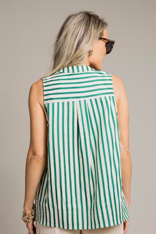 Stitch Hem Stripe Tank, Green - 0709-145.jpg