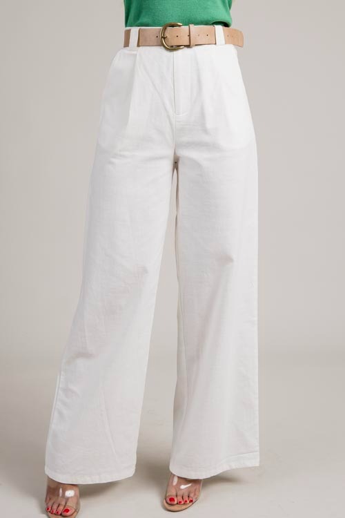 Linen Stretch Belted Trousers