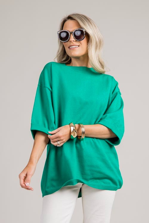 Cuff Sleeve Sweater Top, Green - 0709-95p.jpg