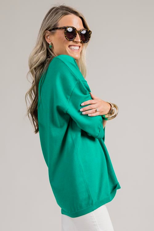 Cuff Sleeve Sweater Top, Green - 0709-96h.jpg