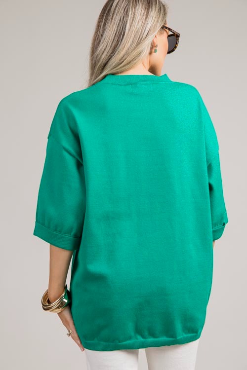 Cuff Sleeve Sweater Top, Green - 0709-97.jpg