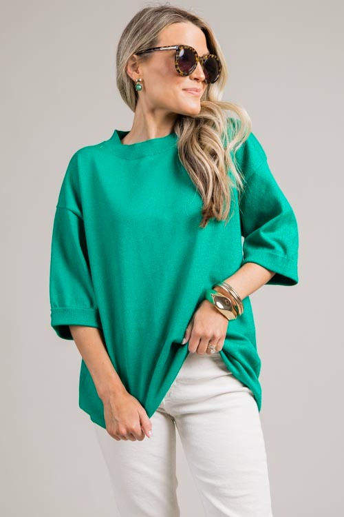 Cuff Sleeve Sweater Top, Green - 0709-98.jpg