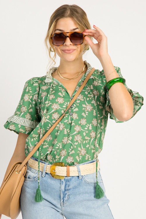 Floral Ruffle Stripe Top, Green - 0710-101h.jpg