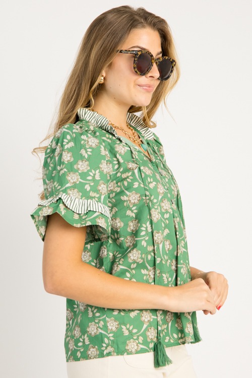 Floral Ruffle Stripe Top, Green - 0710-103.jpg
