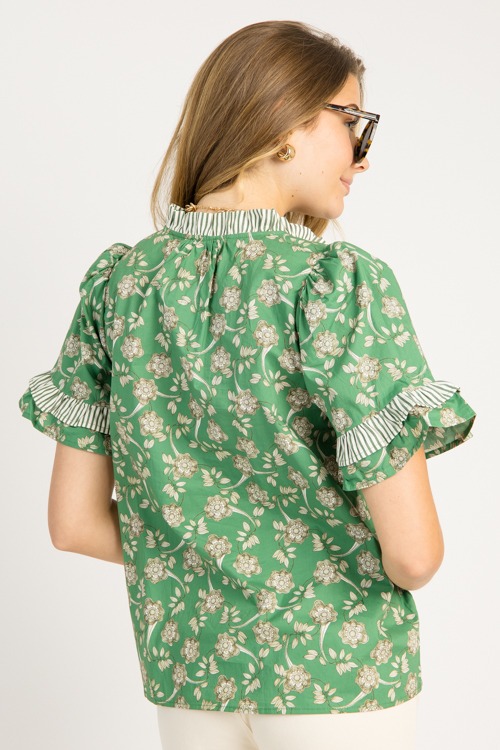 Floral Ruffle Stripe Top, Green - 0710-104.jpg