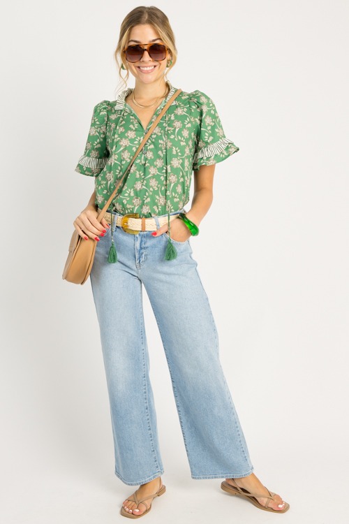 Floral Ruffle Stripe Top, Green - 0710-105.jpg
