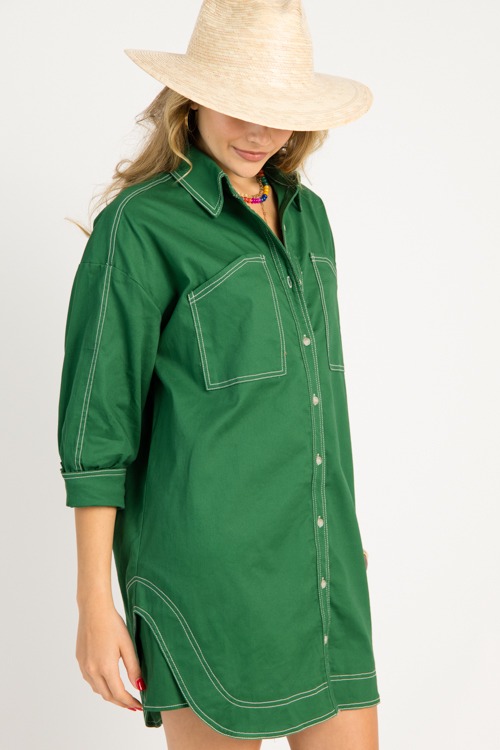 Contrast Stitch Shirt Dress, G - 0710-142h.jpg
