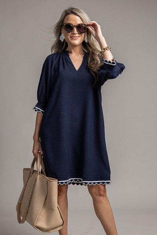 Navy & White Scallop Collar Dress