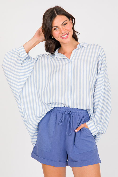 Cuff Leg Shorts, Chambray